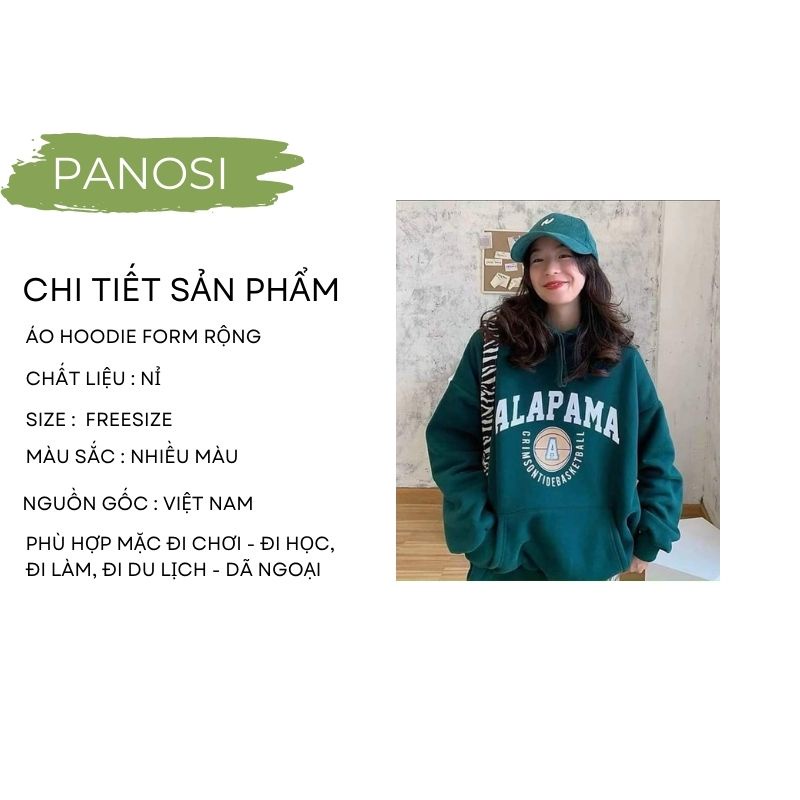 Áo hoodies nữ áo khoác nỉ in hình đẹp chất dày dặn form rộng PANOSI - A7