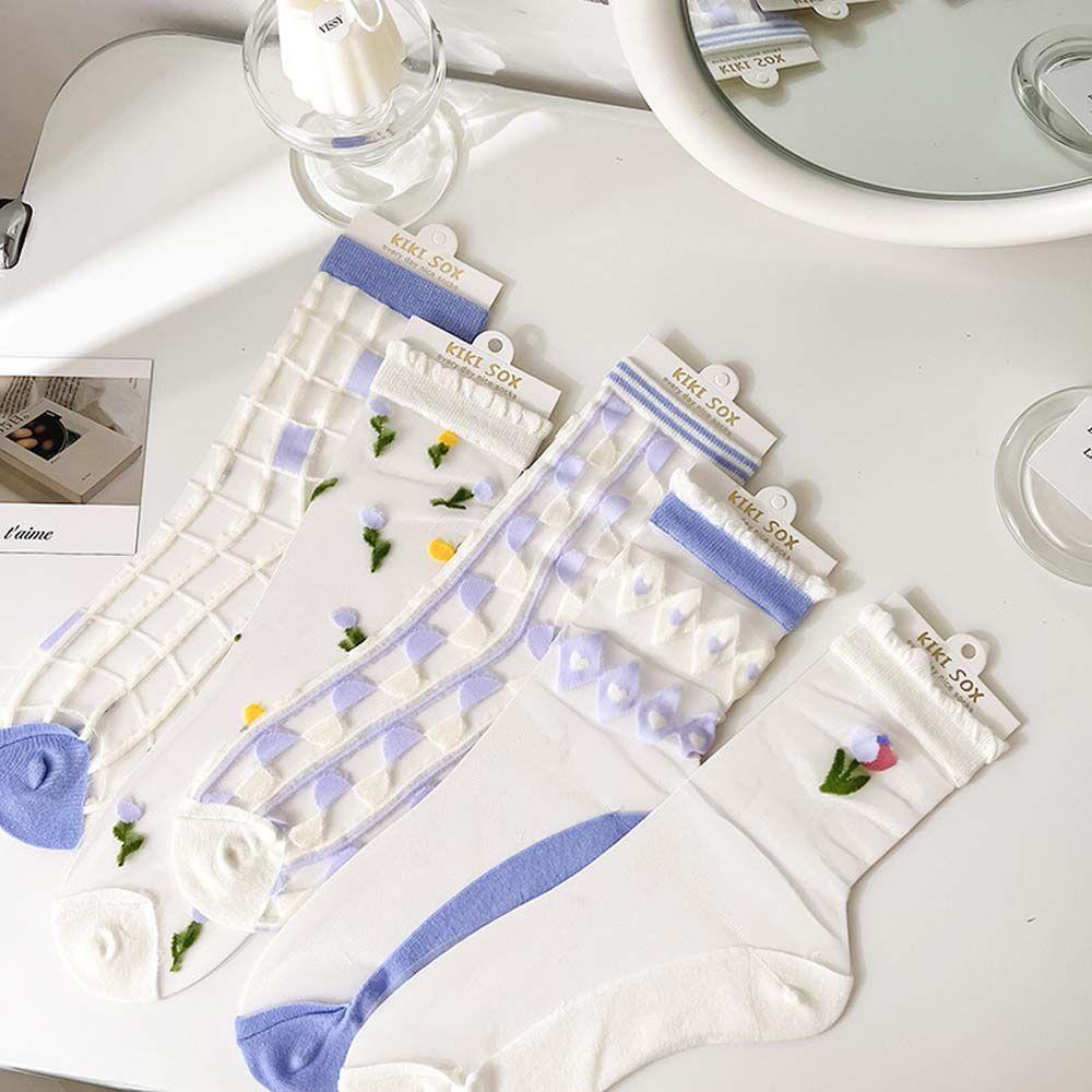 SOMEDAYZL Vớ Siêu Mỏng Thêu Hoa Thời Trang Mùa Hè Hàn Quốc Cho Nữ