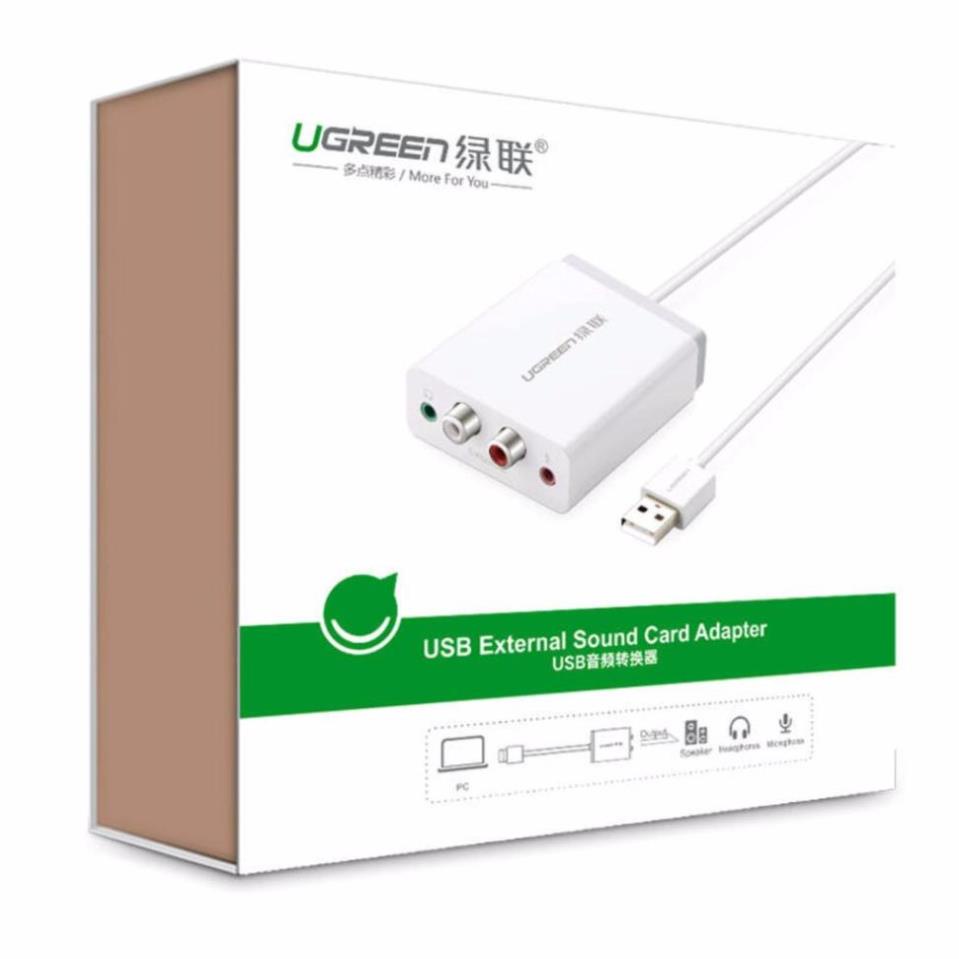 Bộ chuyển âm thanh USB ra 2 đầu 3.5mm  và 2 đầu hoa sen  dài 1M UGREEN 30521 PKCNH
