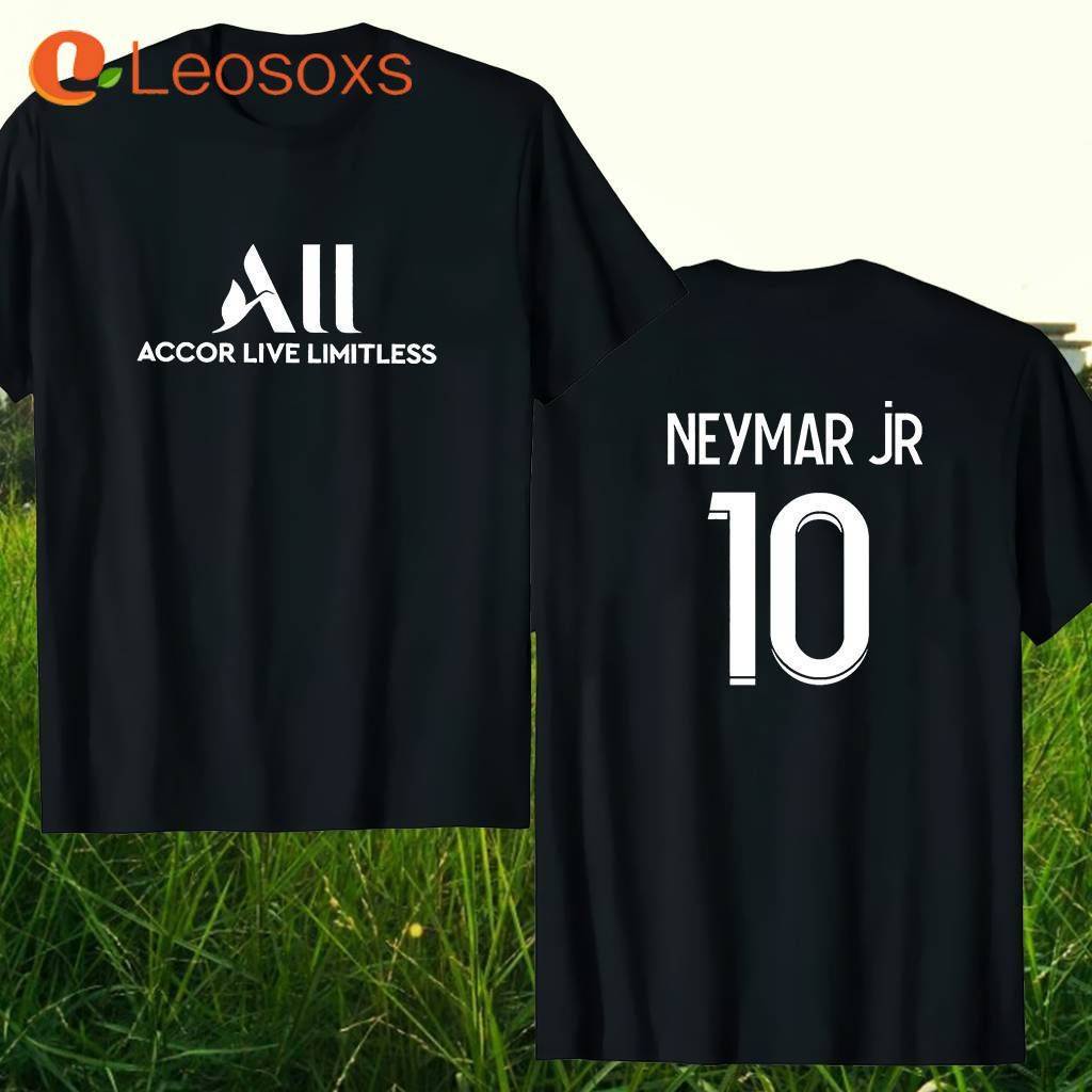 Áo nam Nữ Ngắn Tay Cổ Tròn Màu Trắng Đen In Hình Paris Saint-Germain Home Youth Neymar 10th Size S-4Xl