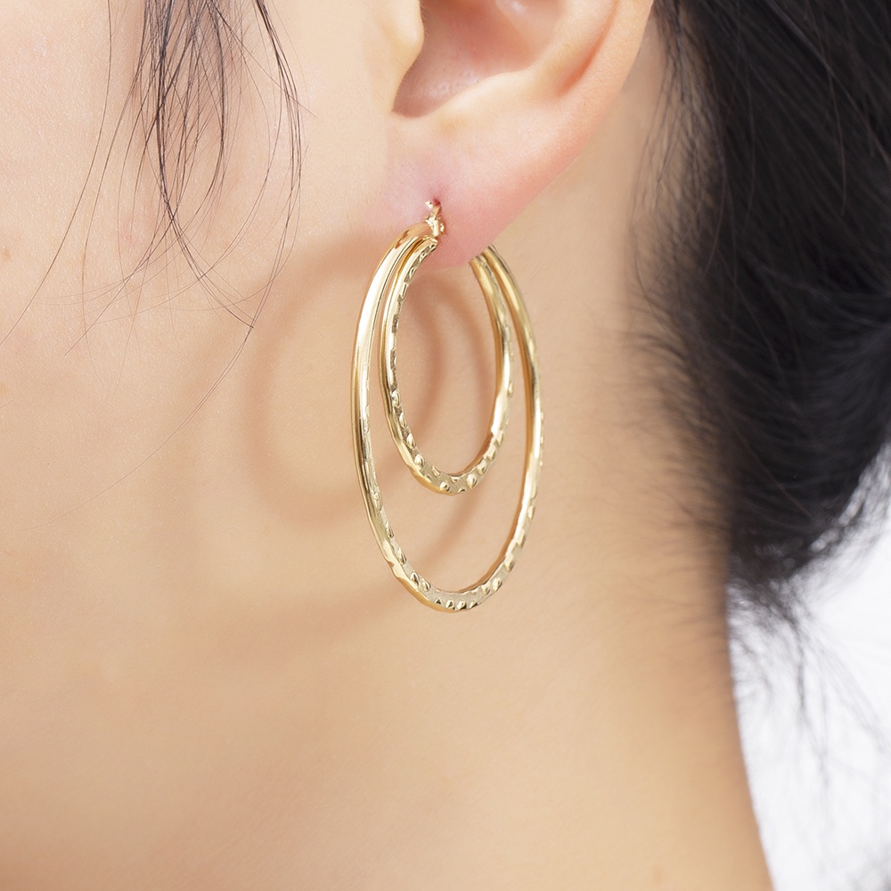 Khuyên Tai Tròn To 40MM Bằng Thép Titan / Thép Không Gỉ Không Gây Dị Ứng Dành Cho Nữ