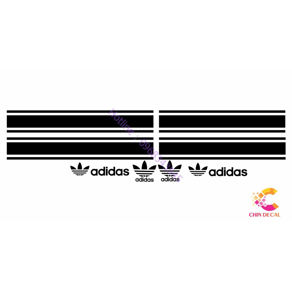 Tem chỉ Adidas dán trang trí xe Nhiều lựa chọn màu