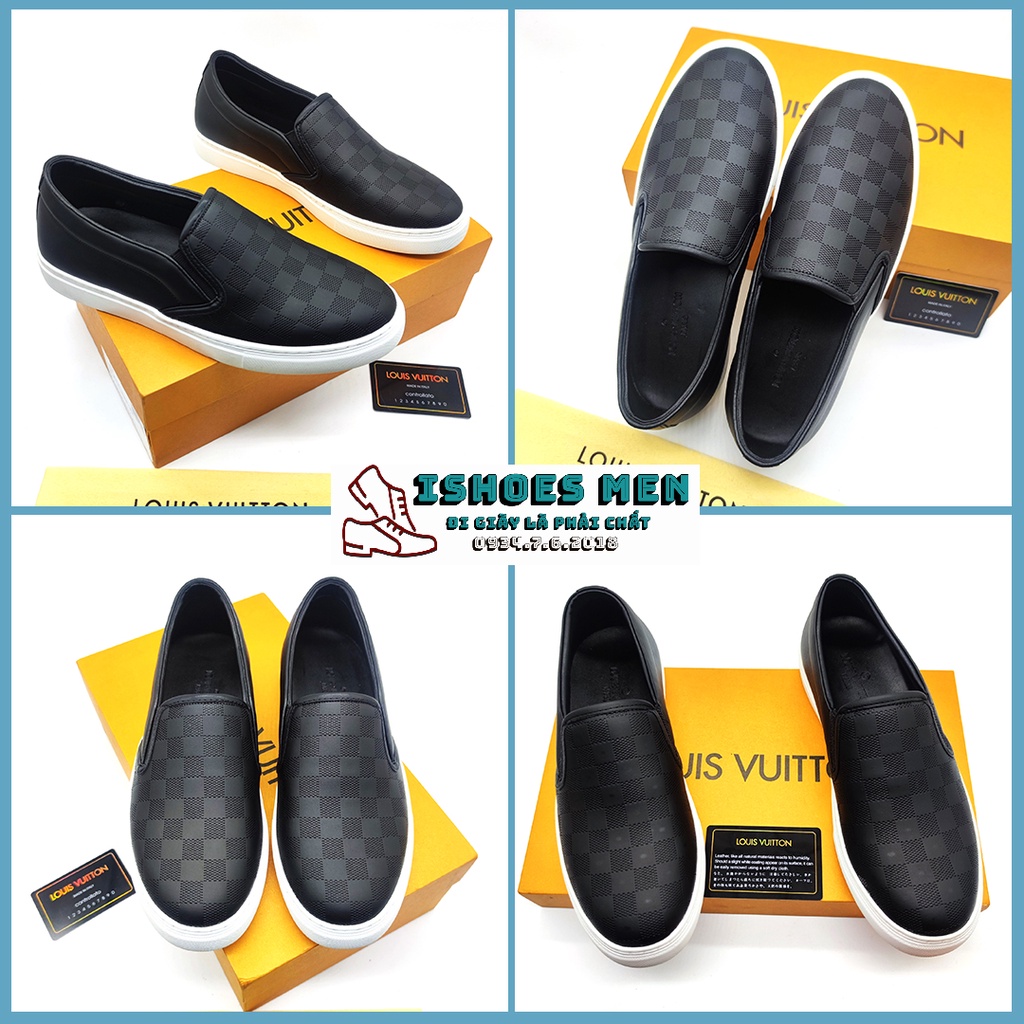 Giày Lười Nam, Giày Slip On LV Nam Da Bò Xịn Đế Kếp Hot Nhất Năm 2021