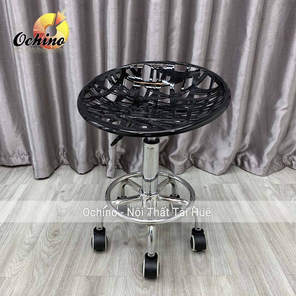 Ghế Cắt Tóc Cho Thợ Chính Cao Cấp, Ghế Xoay Spa Cao Cấp Có Bánh Xe Mẫu Nhựa Lưới Dành Cho Phun Săm, Nối Mi (Có Sẵn)