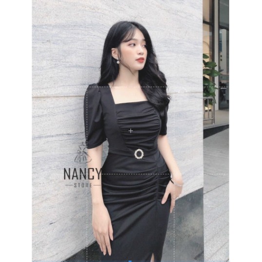 Váy đầm nữ body cao cấp thắt eo sang chảnh dự tiệc màu trắng đen tay lỡ Nancy A15 | BigBuy360 - bigbuy360.vn