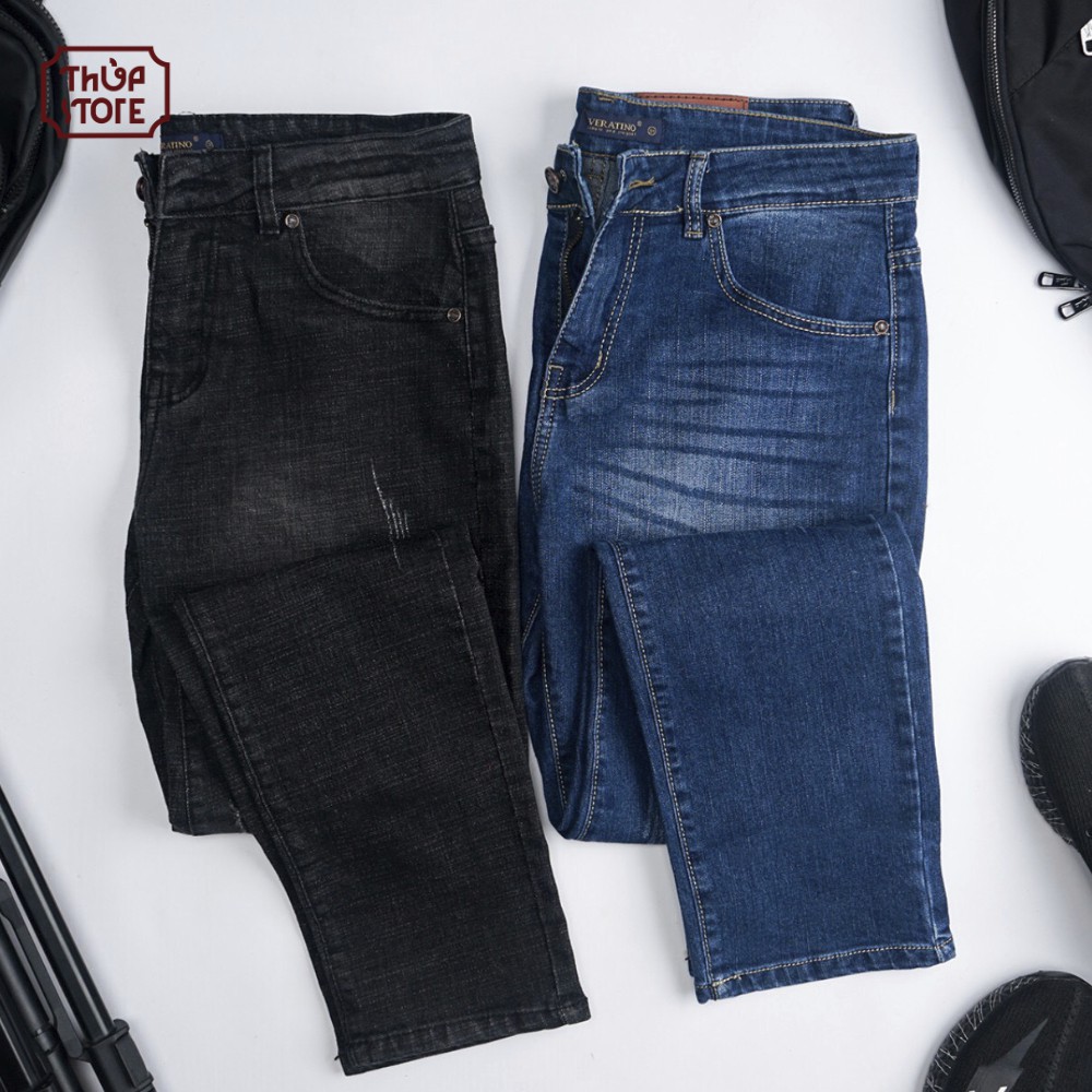 Quần jeans nam cao cấp có co giãn form slim phom côn tôn dáng.