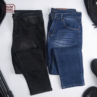 Quần jeans nam cao cấp có co giãn form slim phom côn tôn dáng.