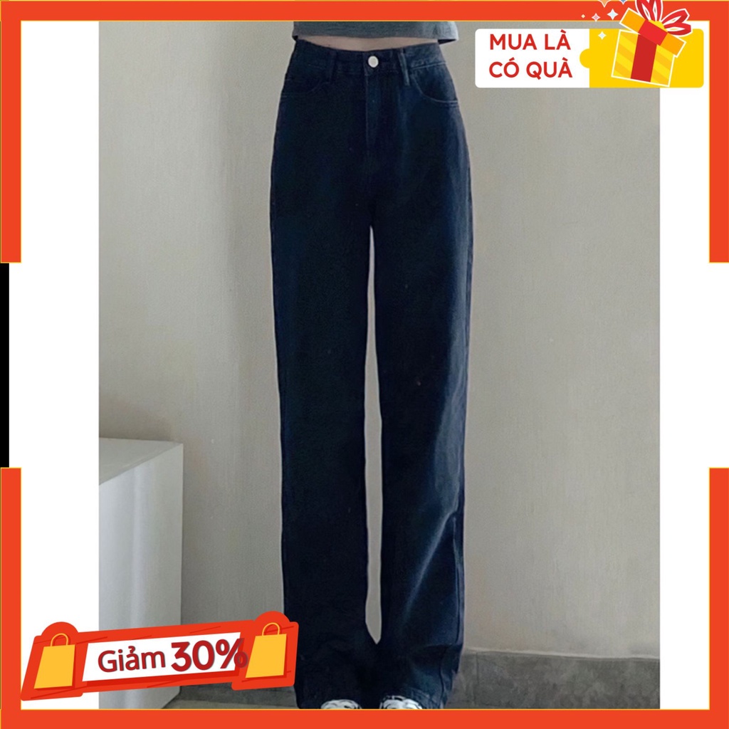 Quần jean ống rộng cạp cao ulzzang JD05 Butanxiclo, quần bò nữ dáng rộng màu đen phong cách ulzang | BigBuy360 - bigbuy360.vn