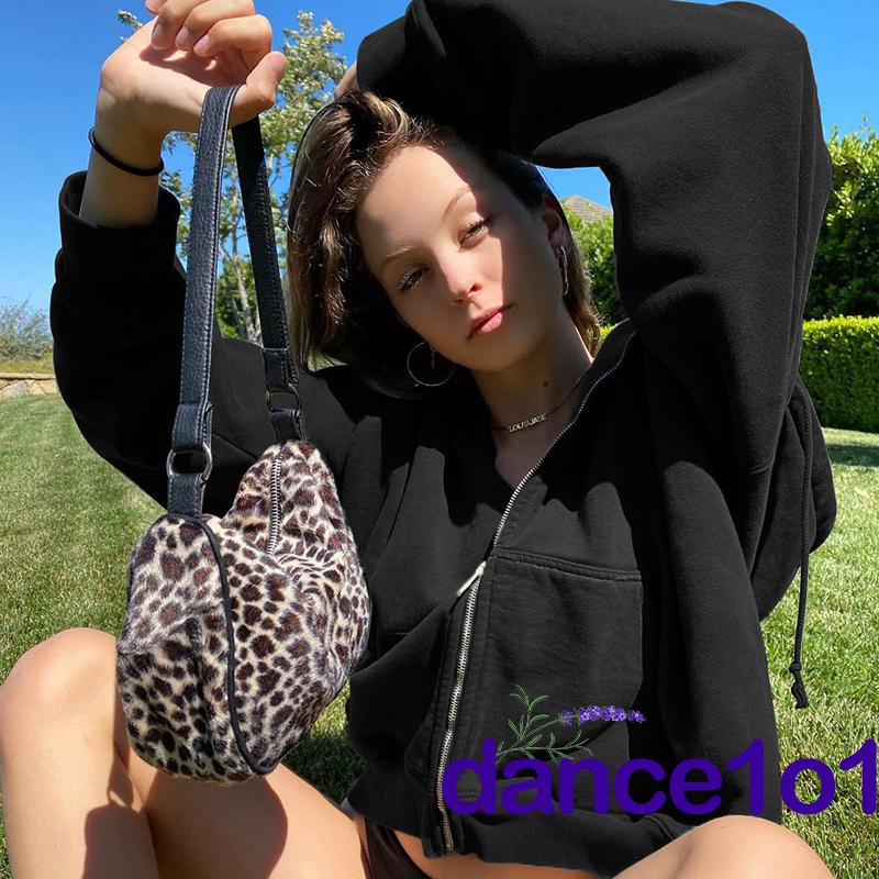 Áo khoác dài tay màu trơn có nón và khóa kéo thiết kế thời trang cho nữ