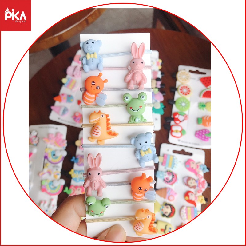 Set 10 Dây Buộc Tóc -Bé Gái -Pika kids- Nhiều Hình Dễ Thương Giao Ngẫu Nhiên