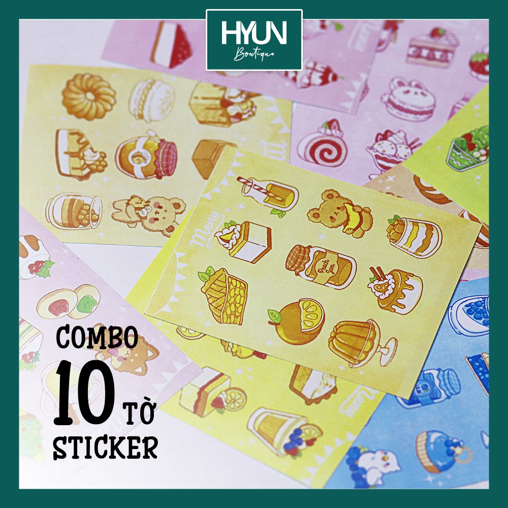 Bộ 10 tờ sticker trang trí sổ tay thủ công Desserts menu - Hyun Boutique - Bullet Journal