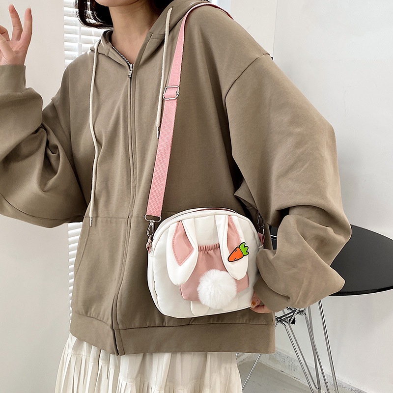 Túi đeo chéo IELGY hình tai thỏ hoạt hình hài hước cho nữ