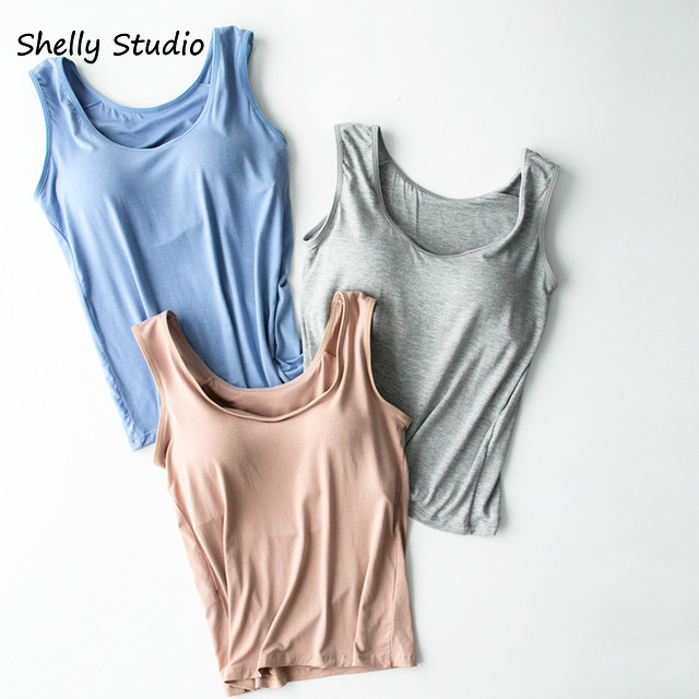 Áo Thun Ba Lỗ Sát Nách Màu Trơn Có Mút Ngực Phong Cách Nhật Bản | BigBuy360 - bigbuy360.vn