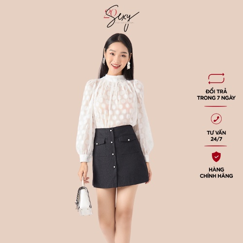 Áo sơ mi nữ dài tay 20Sexy by 20AGAIN thiết kế tay bồng tiểu thư,chất liệu voan ASA1786