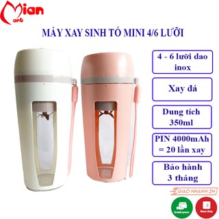 [XAY ĐÁ ] MÁY XAY SINH TỐ CẦM TAY MIANZ 6 LƯỠI SẠC PIN TIỆN DỤNG 400ML - MIAN MART