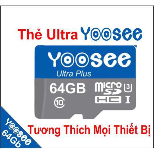 [GIẢM SỐC] THẺ NHỚ YOOSEE ULTRA PLUS 64GB MICRO SD CLASS 10 TƯƠNG THÍCH MỌI THIẾT BỊ | BigBuy360 - bigbuy360.vn