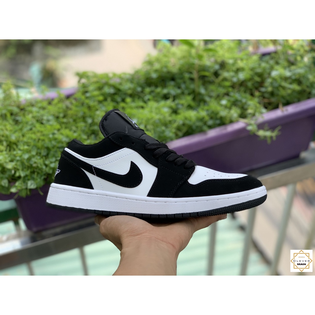 (FREESHIP+FULLBOX) Giày Thể Thao AIR JORDAN 1 Low Black White Đen Trắng Da Lộn Cổ Thấp  Clever Man Store