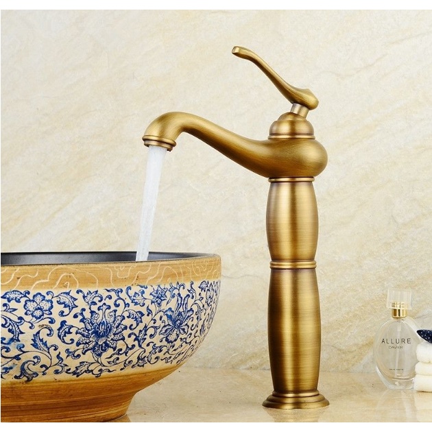 Vòi lavabo cao giả cổ nóng lạnh cao cấp MS10- dùng cho lavabo đặt bàn (bộ)
