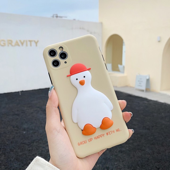 Ốp Lưng iPhone 7/8/7Plus/8Plus/X/XS/XSMax/11/11Pro/11ProMax Hình Vịt 3D - Mã TZAC274