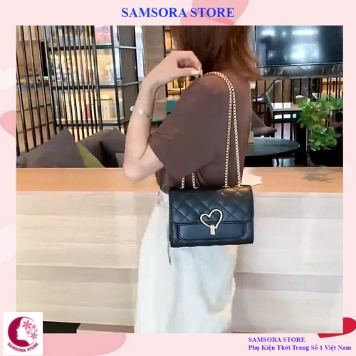 Túi xách nữ  cao cấp đeo chéo phong cách hàn quốc kết hợp khóa tim sang chảnh Samsora store TDC2110