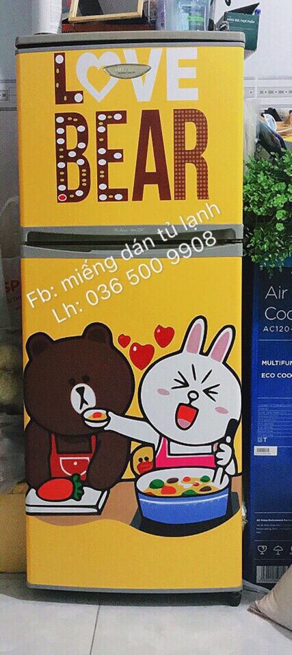 Tranh  dán tủ lạnh-máy lạnh - máy giặt Gấu brown siêu cute HUE DECOR chống nước, màu sắc trẻ trung, làm mới không gian | BigBuy360 - bigbuy360.vn