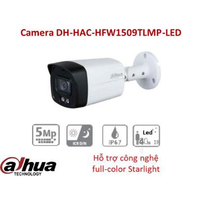 Camera HDCVI 5.0 Megapixel DAHUA DH-HAC-HFW1509TLMP-LED