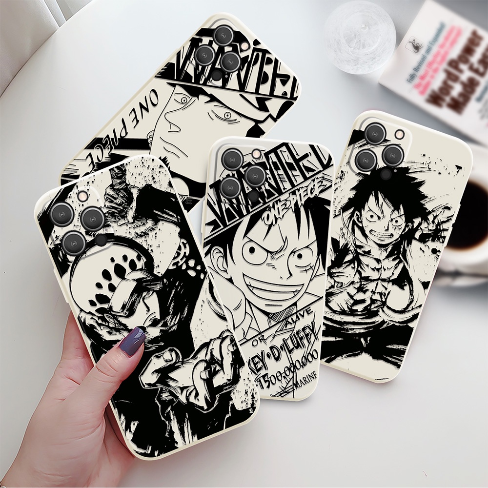 Ốp điện thoại mềm họa tiết One Piece cạnh thẳng dành cho iphone 11 13 12 pro max 7 8 x xs
