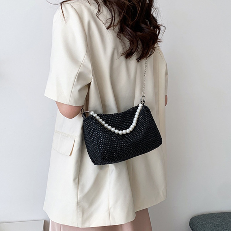 Túi Xách Kẹp Nách / Đeo Chéo Đính Ngọc Trai Tinh Tế Thời Trang Cho Nữ