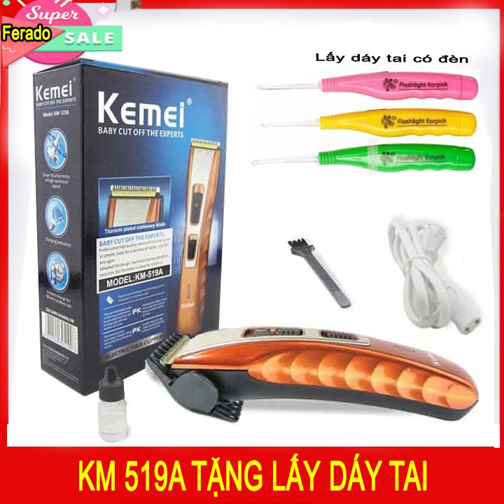 Tông đơ cắt tóc Kemei 519A Tặng kính mắt ,lấy dáy tai có đèn