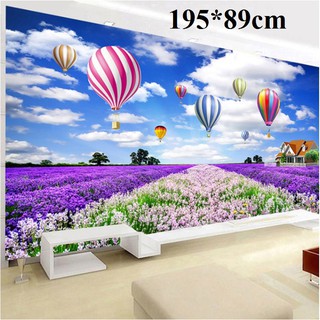 Tranh thêu chữ thập Phong cảnh cánh đồng hoa oải hương 195*89cm