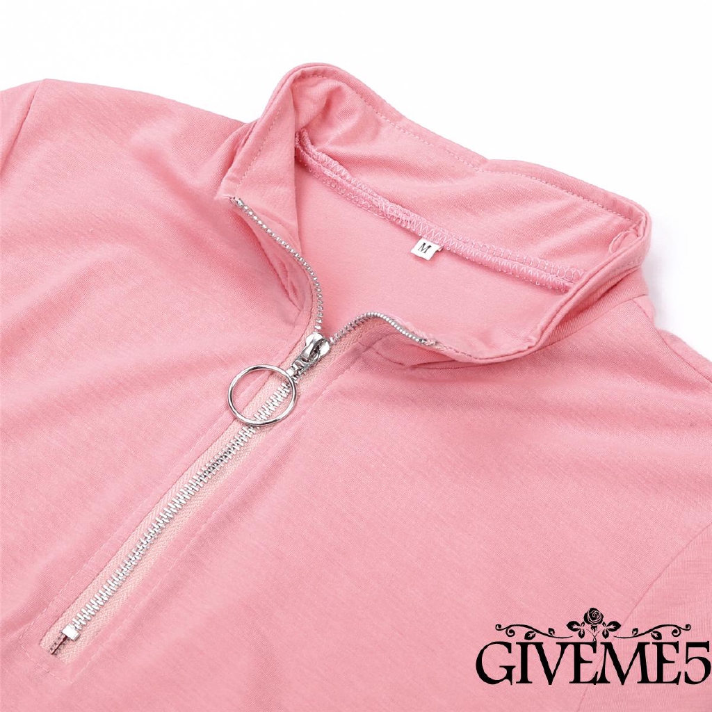 Đầm dáng ôm tay ngắn phối khóa kéo thời trang năng động cho nữ