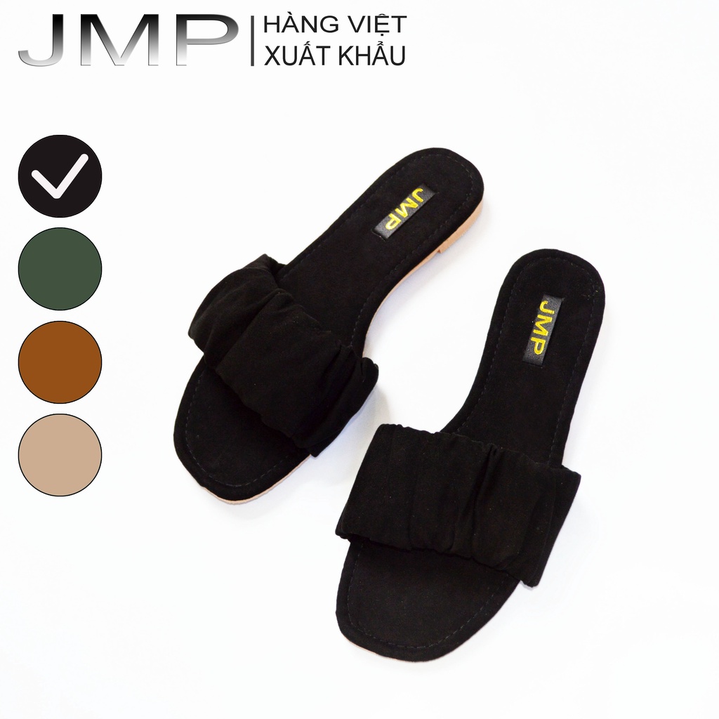 JMP - Dép Đế Bệt Da Nhún quai ngang cao 1cm cho cô nàng nữ tính - DE58