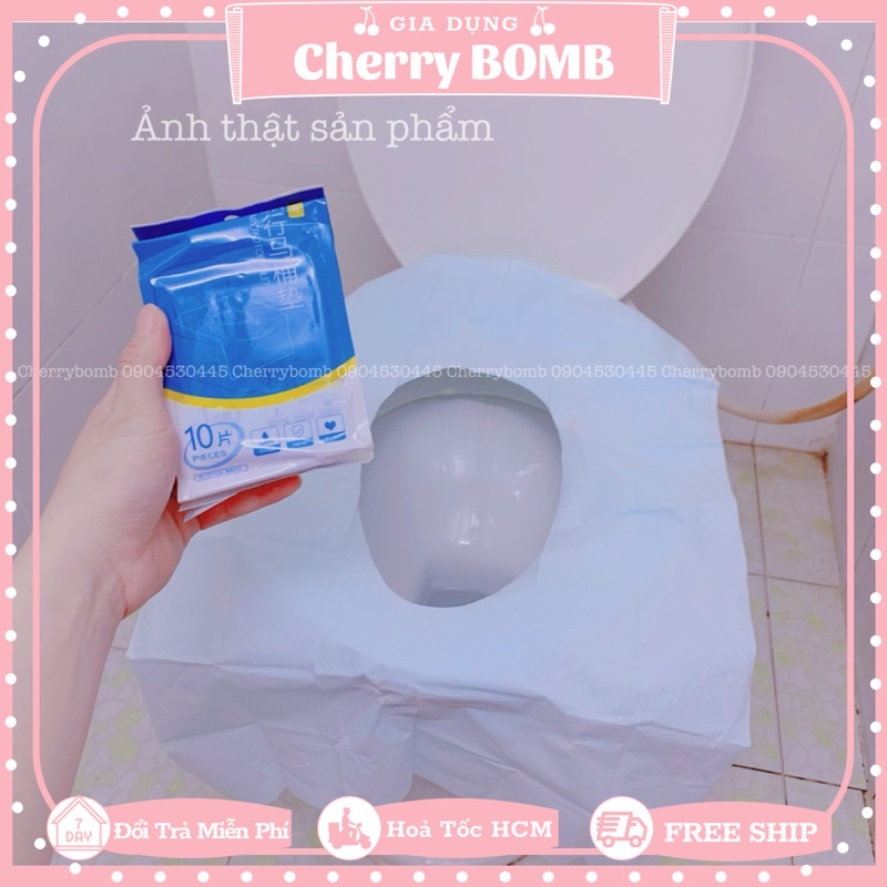 Combo 10 Giấy Lót Bồn Cầu Vệ Sinh Du Lịch Dùng 1 Lần Size Lớn - Không Thấm Nước, Đảm Bảo Vệ Sinh