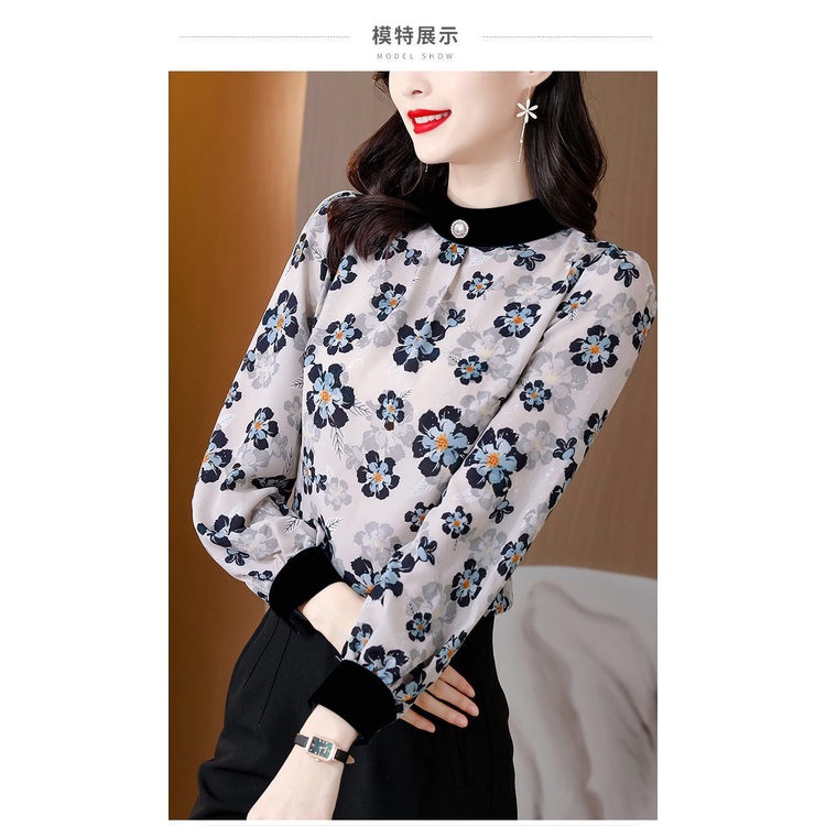 Áo thun tay dài cổ cao size lớn cho phụ nữ trung niên