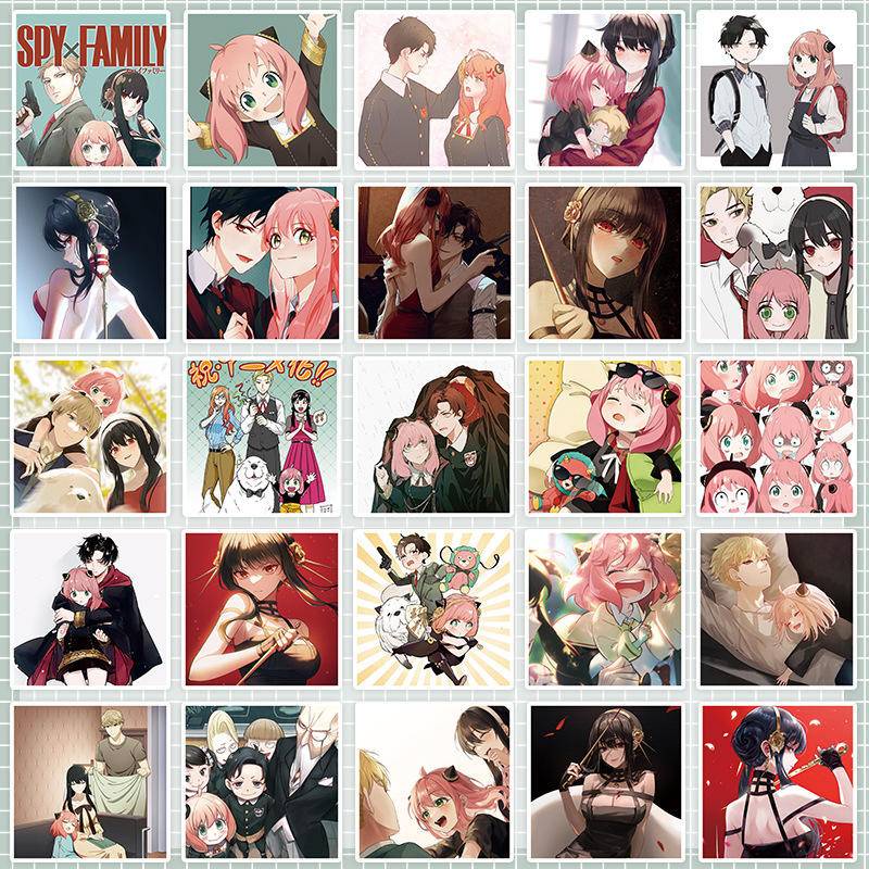 Hộp 120 Hình Dán Anime SPYxFAMILY Loid Forger Anya Forger Yor Forger Cho Điện Thoại / Laptop