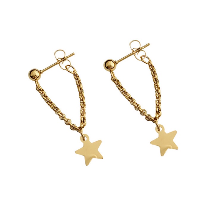 Bông Tai Tòn Ten Ngôi Sao Titan Ko Đen TT 3917