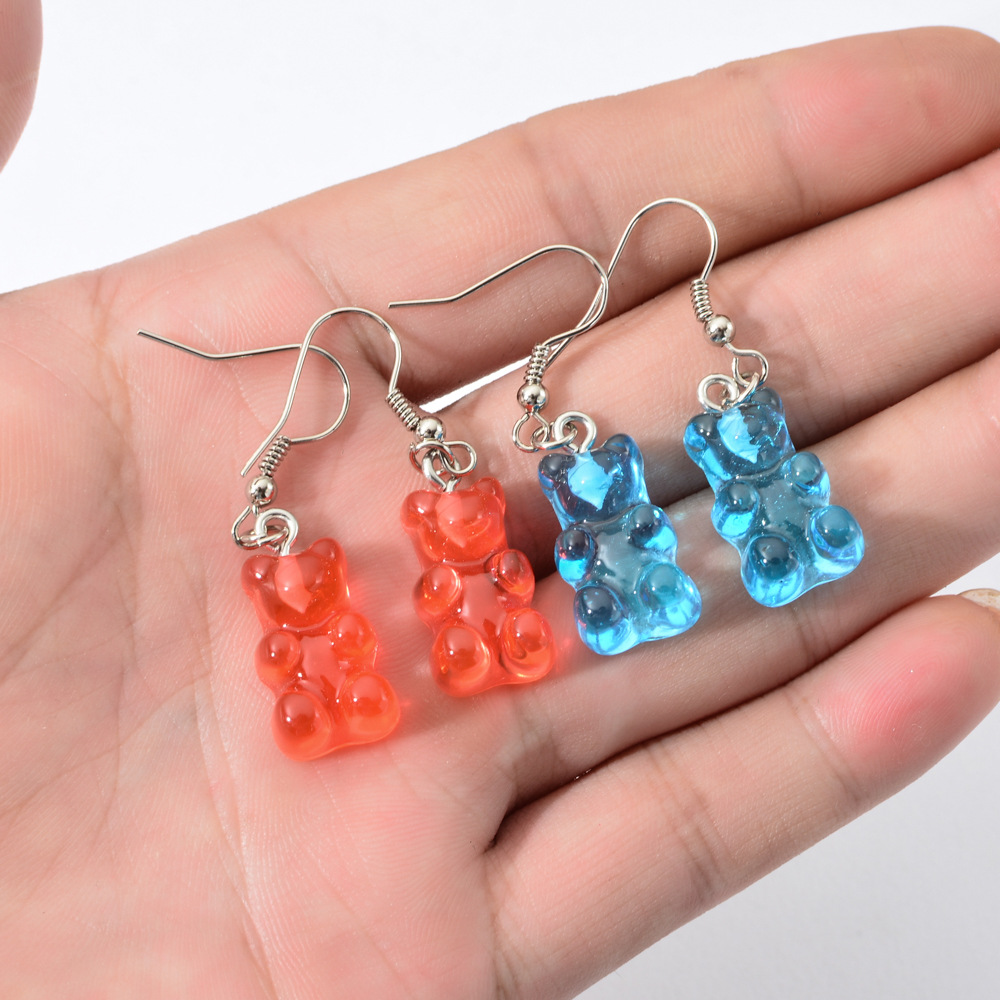 Statement Minimalist Dangle Earring Jelly Polychromatic Gummy Bear Drop Earrings Fashion Ear Stud Earings for Women
