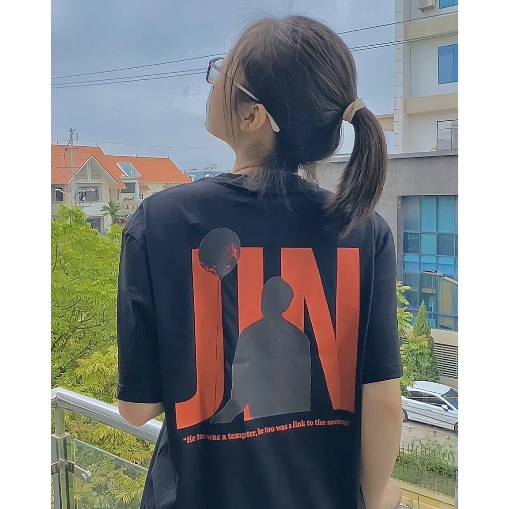 JIN TEE - Áo thun BTS unisex oversize 2 màu đen/trắng