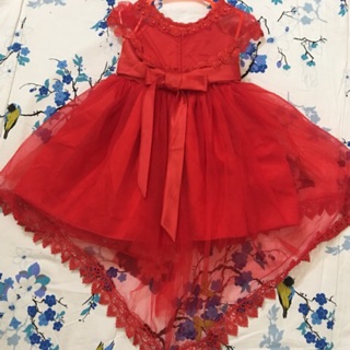 Váy công chúa bé gái trắng đỏ hồng ruốc