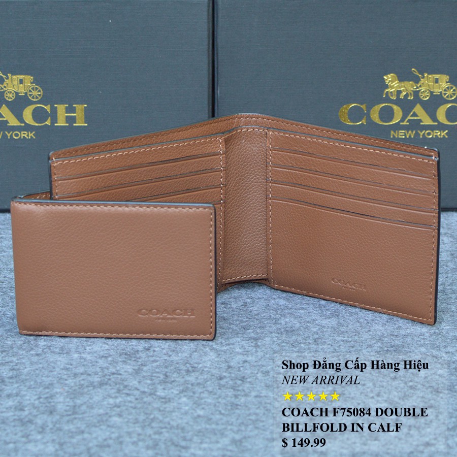 Ví Coach F4991 Double Billfold Leather Brown