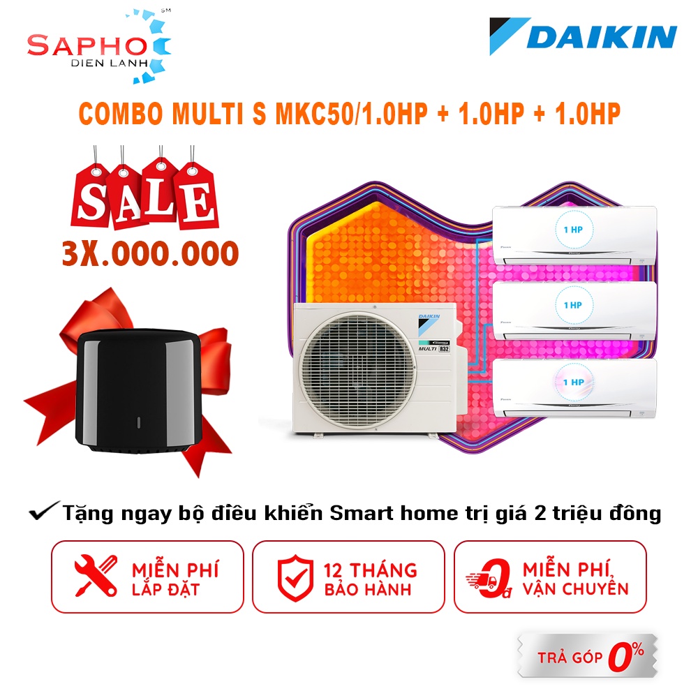 Máy lạnh Daikin Multi S Combo MKC50/1.0HP+1.0HP+1.0HP Inverter Gas R32 Model 2021 Thái Lan Chính Hãng