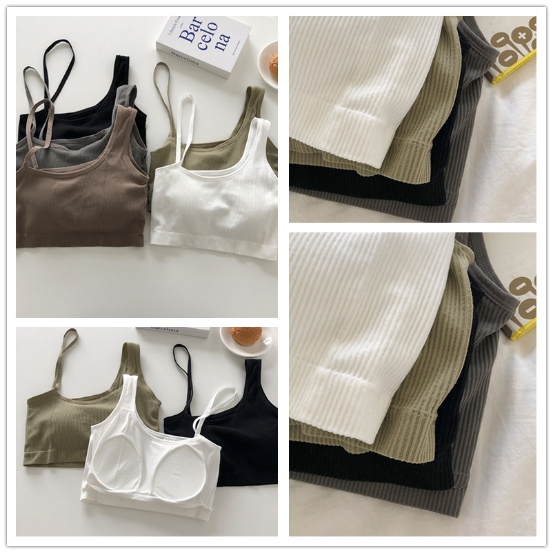 Áo kiểu croptop không tay dây một bên vai ôm dáng có đệm ngực thời trang thường ngày cơ bản cho nữ