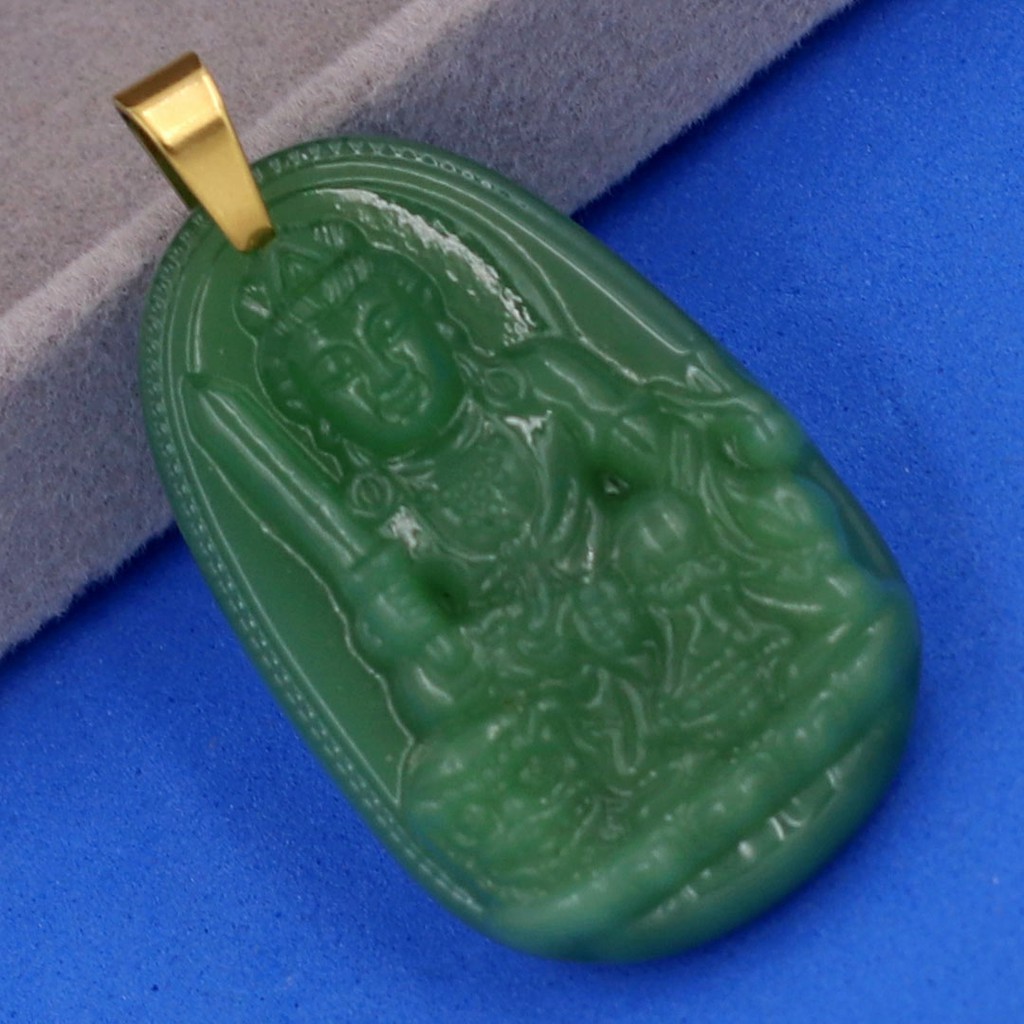 Mặt dây chuyền Phật Văn thù xanh lá 5 cm MVTAXLN3-Hộ mệnh tuổi Mão