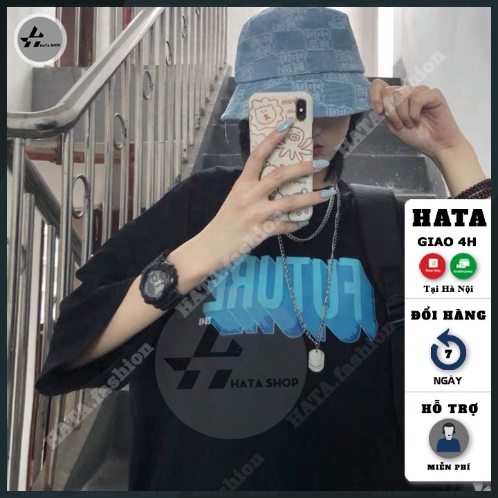 Áo Thun Tay Lỡ Unisex, Áo Phông Nam Nữ HATA Form Rộng Chất Cotton in FUTURE mã ZQ18