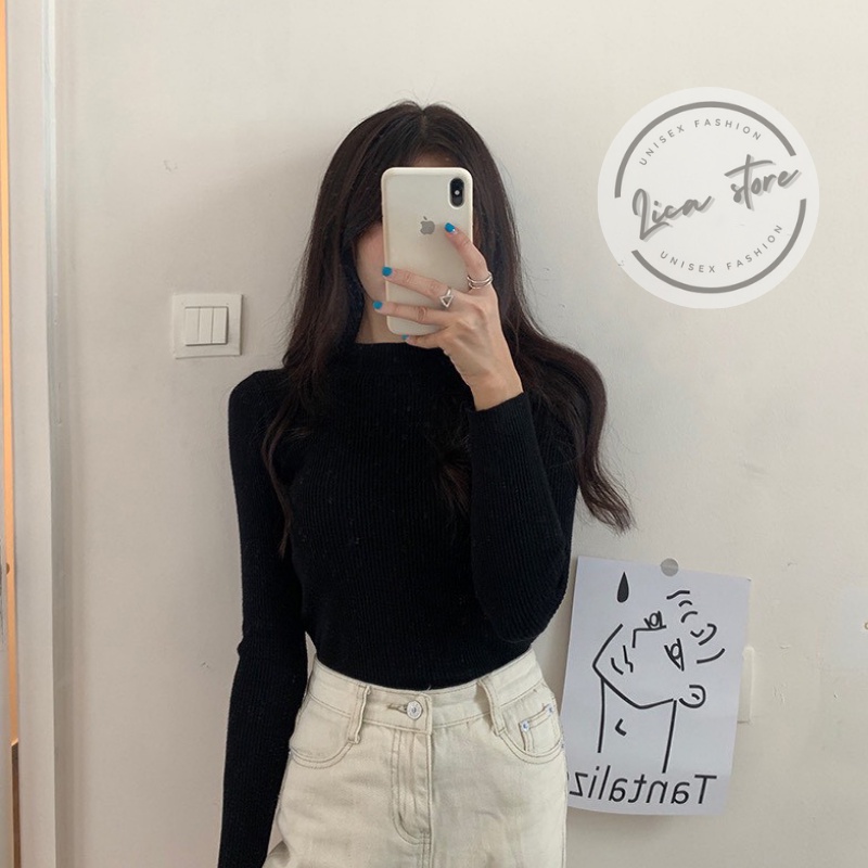 Áo Len Nữ vải tăm giữ nhiệt cổ 3 phân form ôm dáng Quảng Châu LICA-A01 | BigBuy360 - bigbuy360.vn