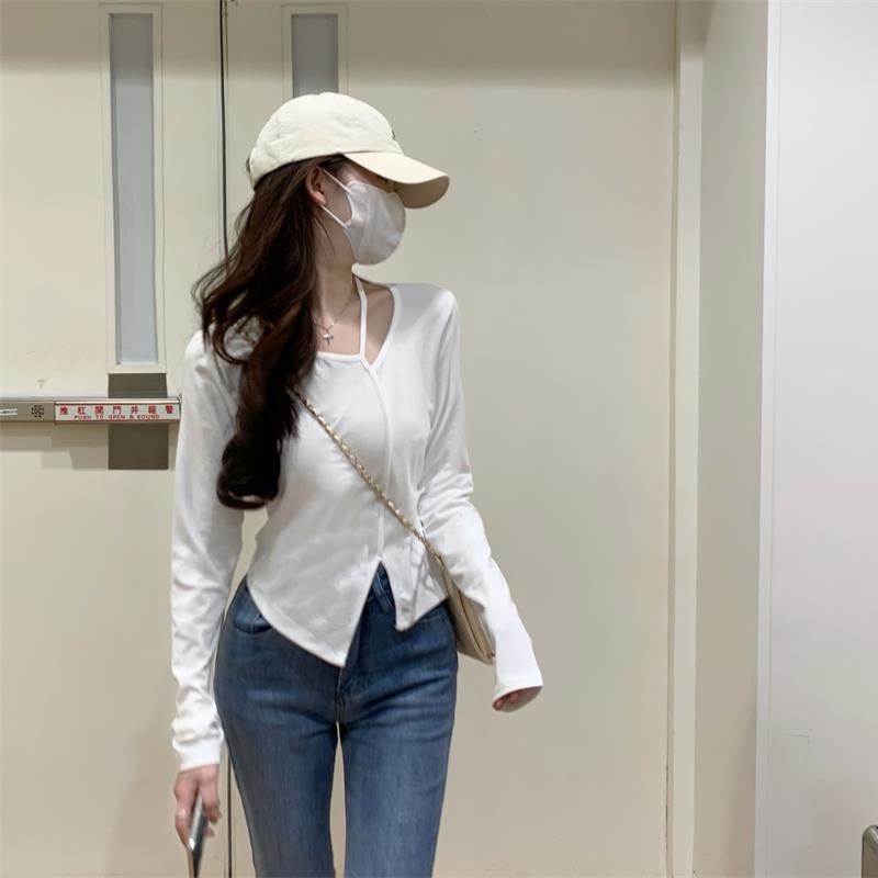 IELGY Áo Thun Ngắn Dáng Ôm Thiết Kế Độc Đáo Thời Trang Cho Nữ