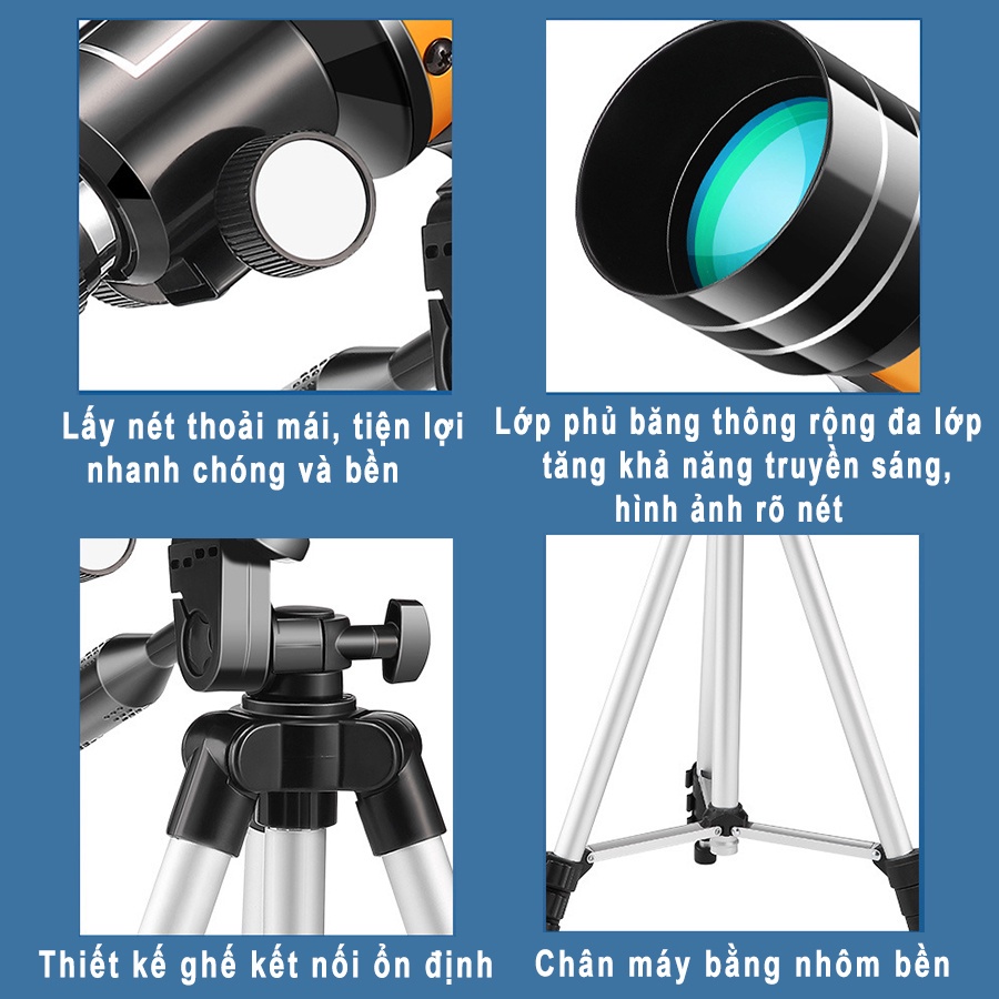 Kính thiên văn viễn vọng ngắm trăng sao rõ nét, du lịch, dã ngoại giá rẻ mini - Kính khúc xạ cho bé ngắm bầu trời