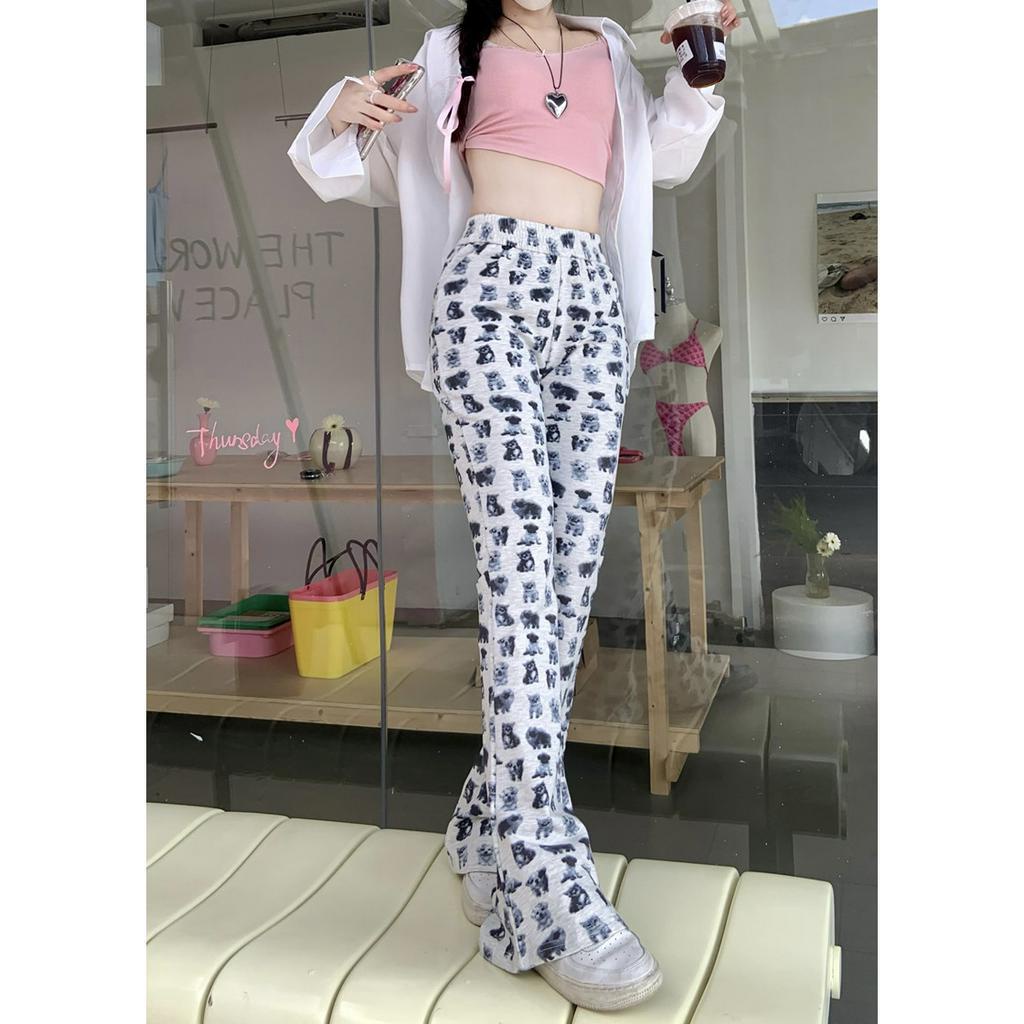 Cocory vn Quần Dài Dáng Ôm In Họa Tiết Độc Đáo Thời Trang Mùa Hè Phong Cách Hàn Quốc Cho