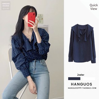 Sơ mi ullzang style, áo sơ mi chấm bi
