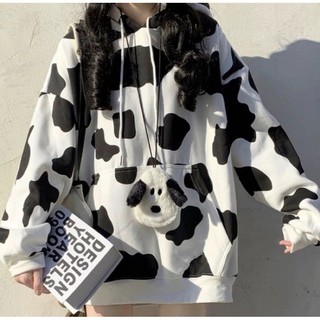 Áo hoodie bò sữa